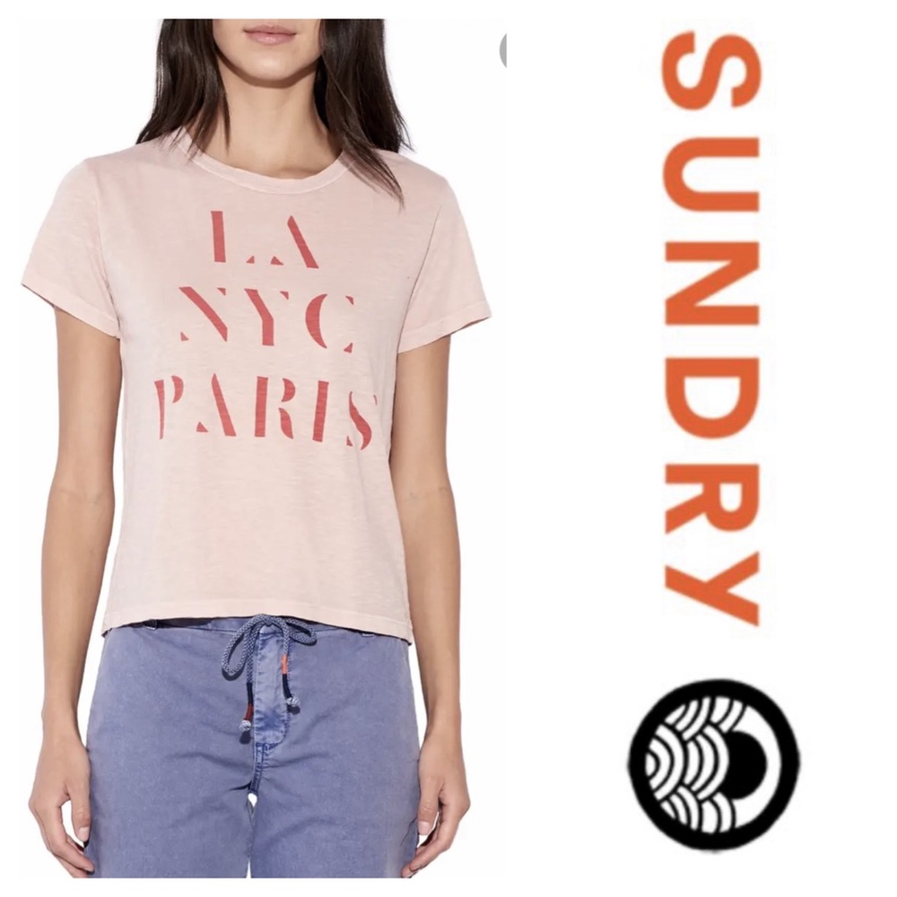 Sundry LA NYC Paris Lightweight Pink Tee (1)